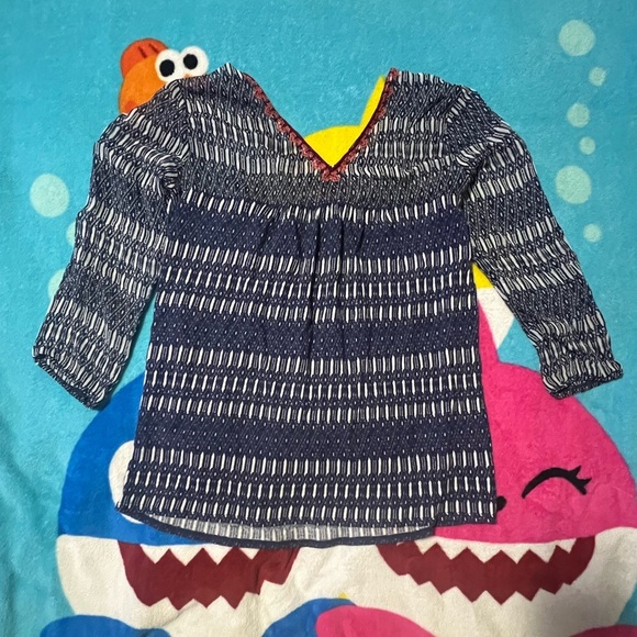 🤞 Lucky Brand Womens Embroidered V-Neck Pullover Top Blue M​ - Picture 3 of 8